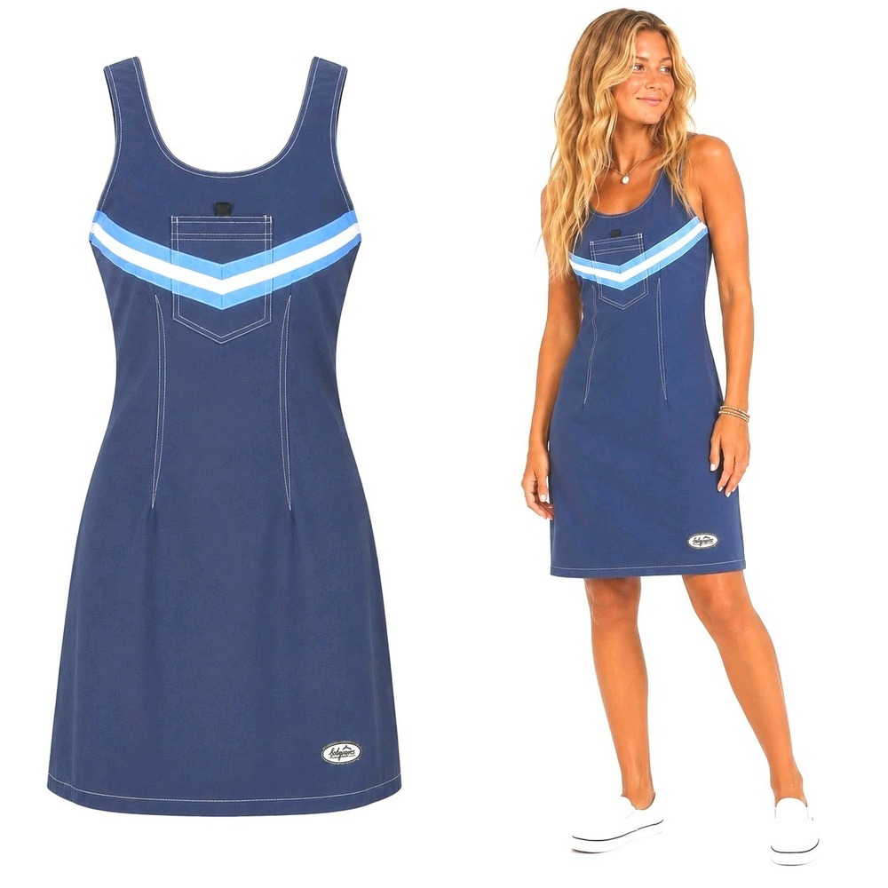 Vintage Bodywaves Surf Dress SZ 5 Blue USA Made Y2K Beach Mini Nylon Surfer Girl